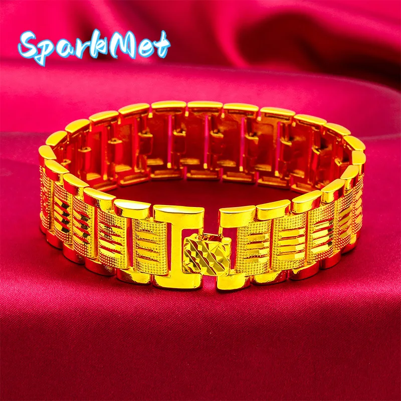 

Браслет-застежка SparkmetWatch для мужчин, 24-каратное золото, AU999 | Двусторонние гравировки на карманных часах, вращающаяся застежка для значимого подарка