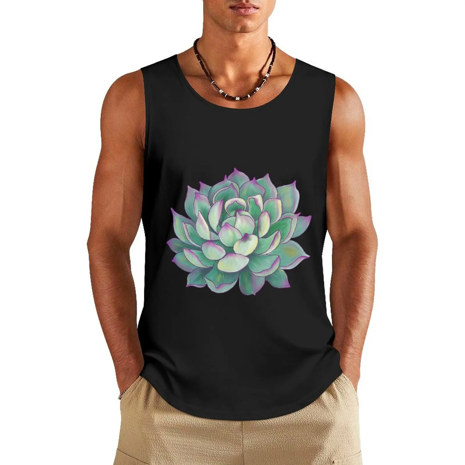 

Succulent plant Tank Top Men's summer clothes fitness clothing for men summer Men's gym