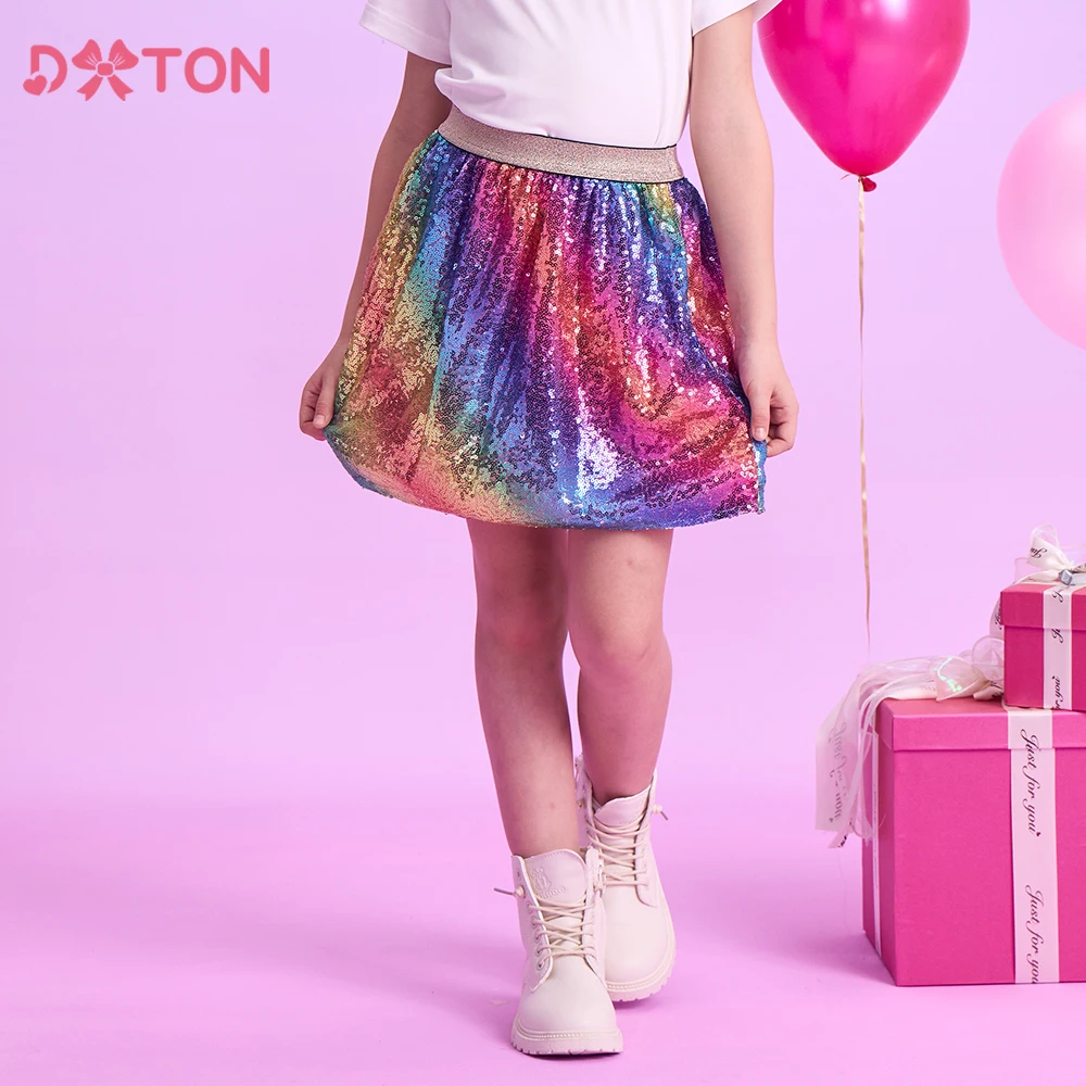 

DXTON 2024 Mini Skirt For Girls Rainbow Kids Ballet Dancing Skirt Sequins Blingling Pettiskirt Shiny Children Tutu Skirt Costume