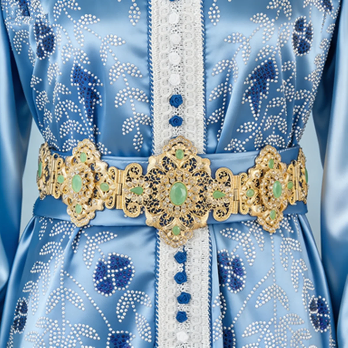 

Middle East Ethnic Style Bride Waist Belt Luxury Sensation Carved Embedded Metal Gold Plated Waist Accessory