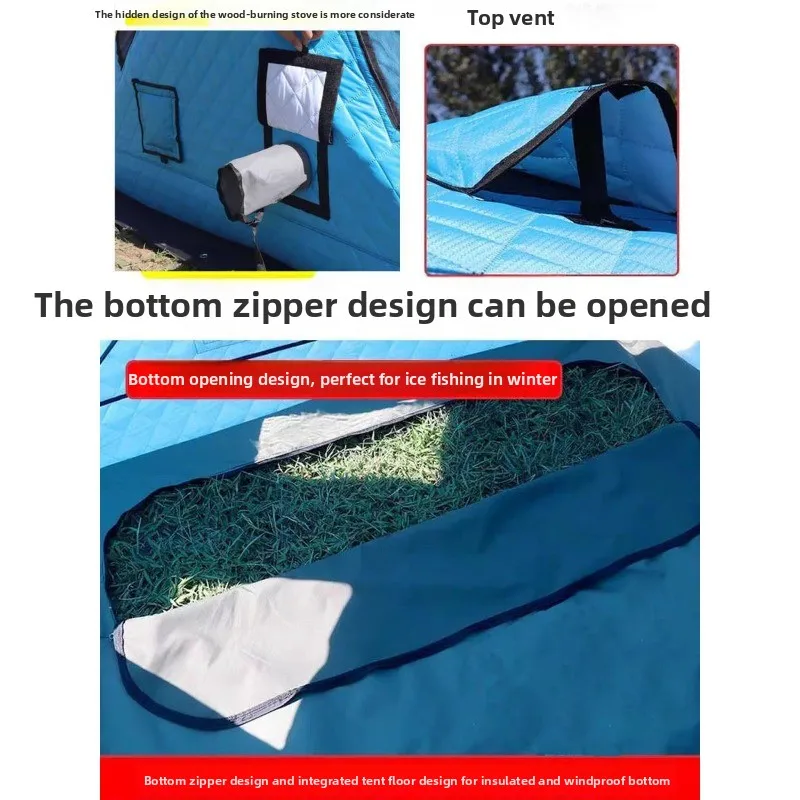 Outdoor ice sculpture tent winter fishing cold insulation warm windproof cold camping tent