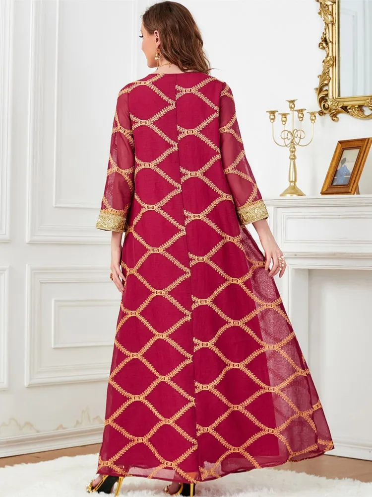 Imagem -02 - Caftan Marocain Abaya para Mulheres Hijab Muçulmano Vestidos Africanos Djellaba Djellaba Feminino Muslim Robe Dubai Turquia Islamismo