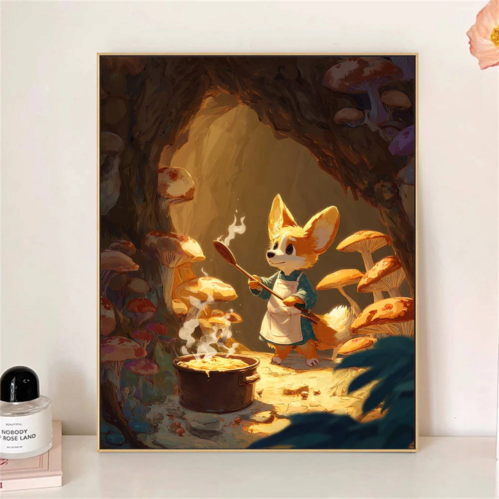 Paint by Numbers For Adult Kit The Fox Cooking Soup DIY Dropshipping acrylic Oil Painting Canvas by Number Home Decor