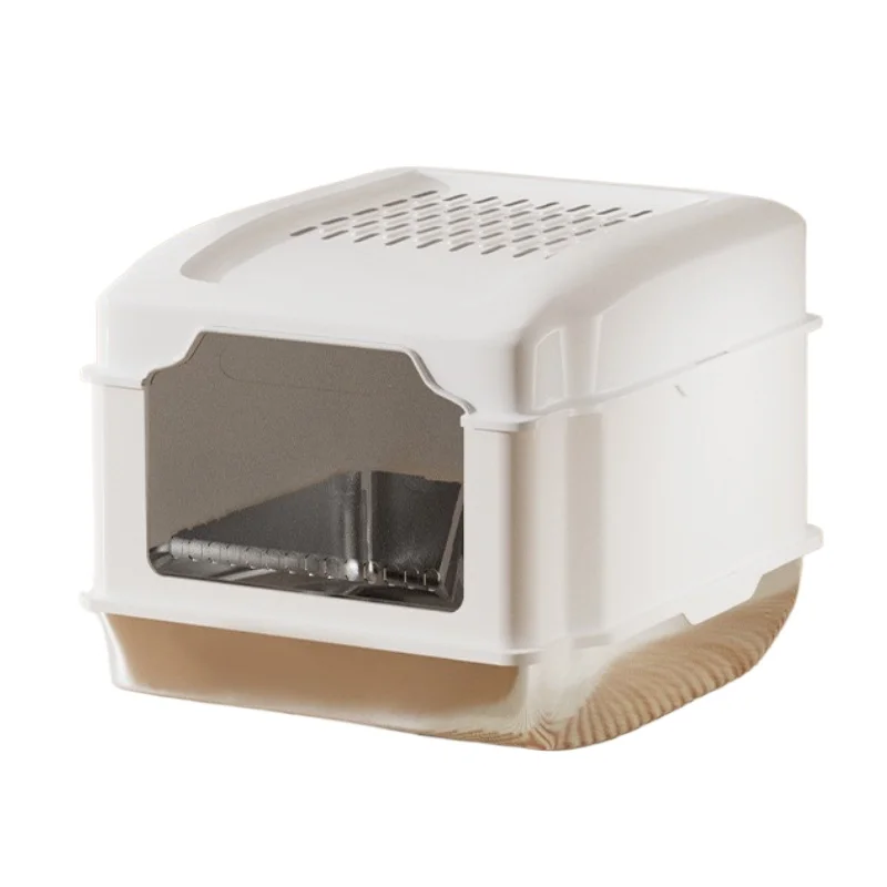 

Fully Enclosed Cat Toilet Stainless Steel Cat Litter Box Large Space Big Sealed Odor Proof Cat Bedpans Detachable Pet Supplies