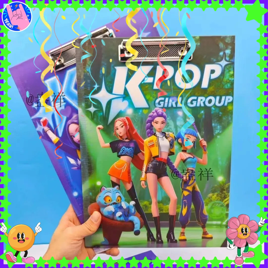 Kpop Demon Hunters Рождественский буфер обмена формата А4, милая доска для письма в стиле аниме, экзаменный блокнот, кавайные школьные принадлежности, держатель для файлов для студентов