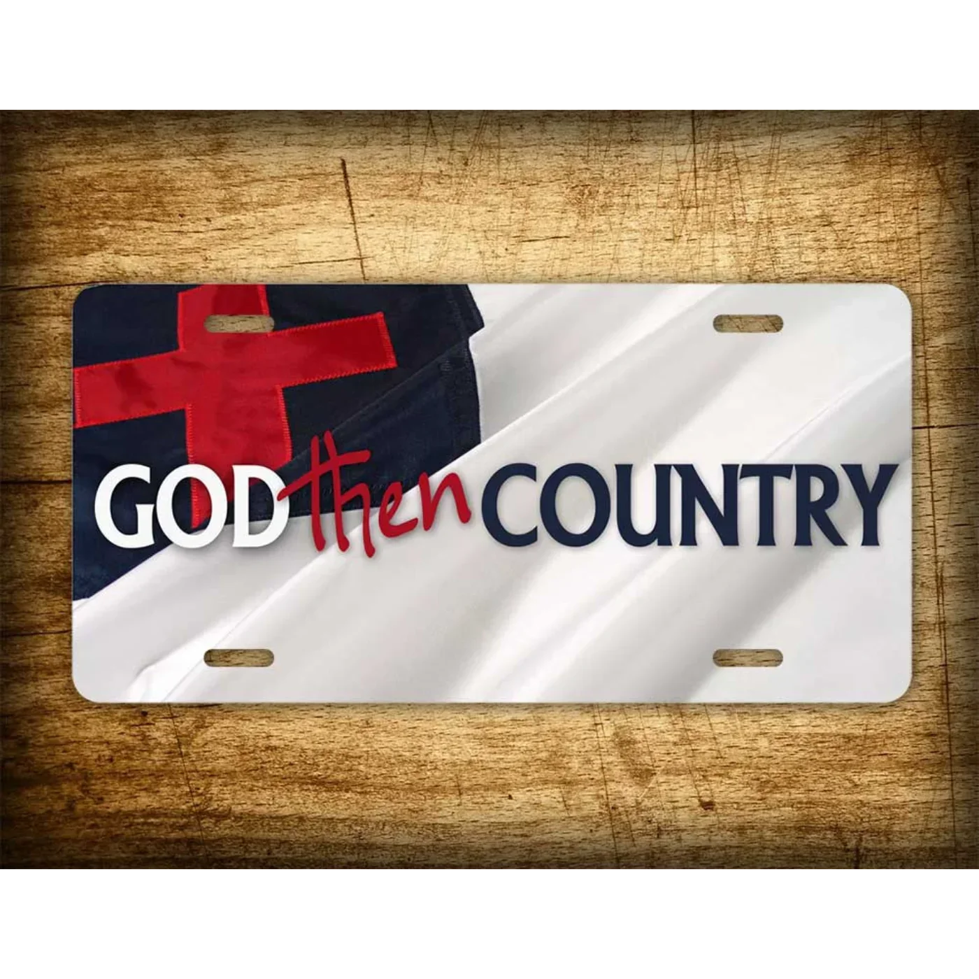 Customizable Christian Flag Patriotic Rustic Metal Plaque, Waterproof Dustproof Wall Decor for Porch Farmhouse Religious Gift, D