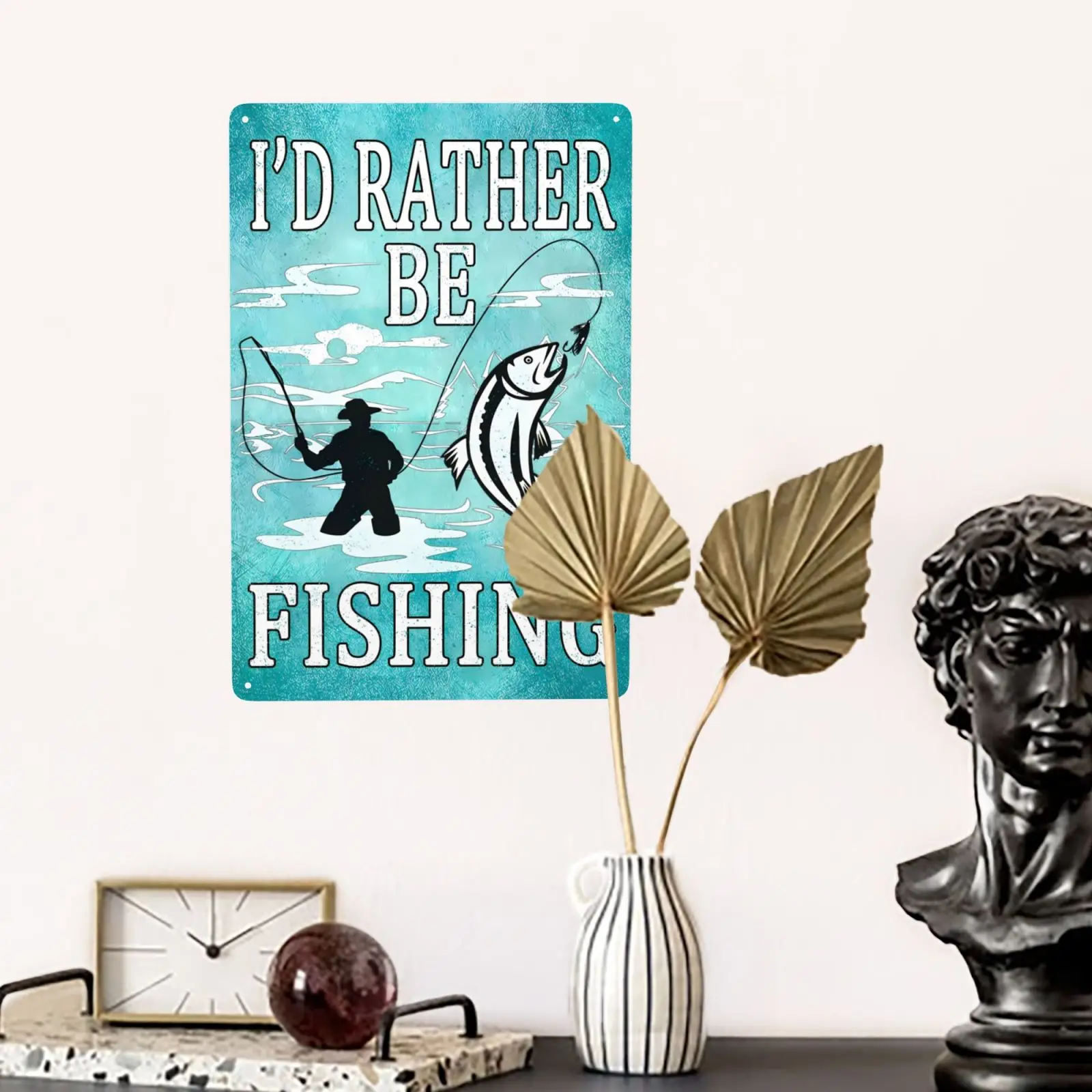 1szt Vintage Fishing Metal Signs Fish Cabin Lake House Sign Gifts for Fisherman Fishing Wall Art Funny Decor for Home 8x12 Inch