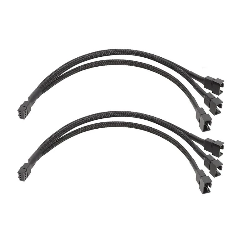 

Q5WA 2Pcs 3/2/1 Way 4Pin Fan Extension Cable Splitter Cable for Cooling Solution