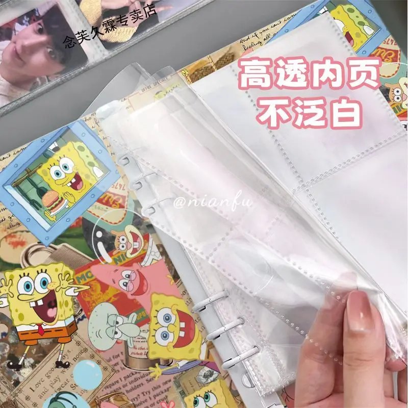 SpongeBobs SquarePants PU Leather Photo Album 3/5 Inch Insert Page Card Storage Book Collectible Organizer for Cards Photos Bags