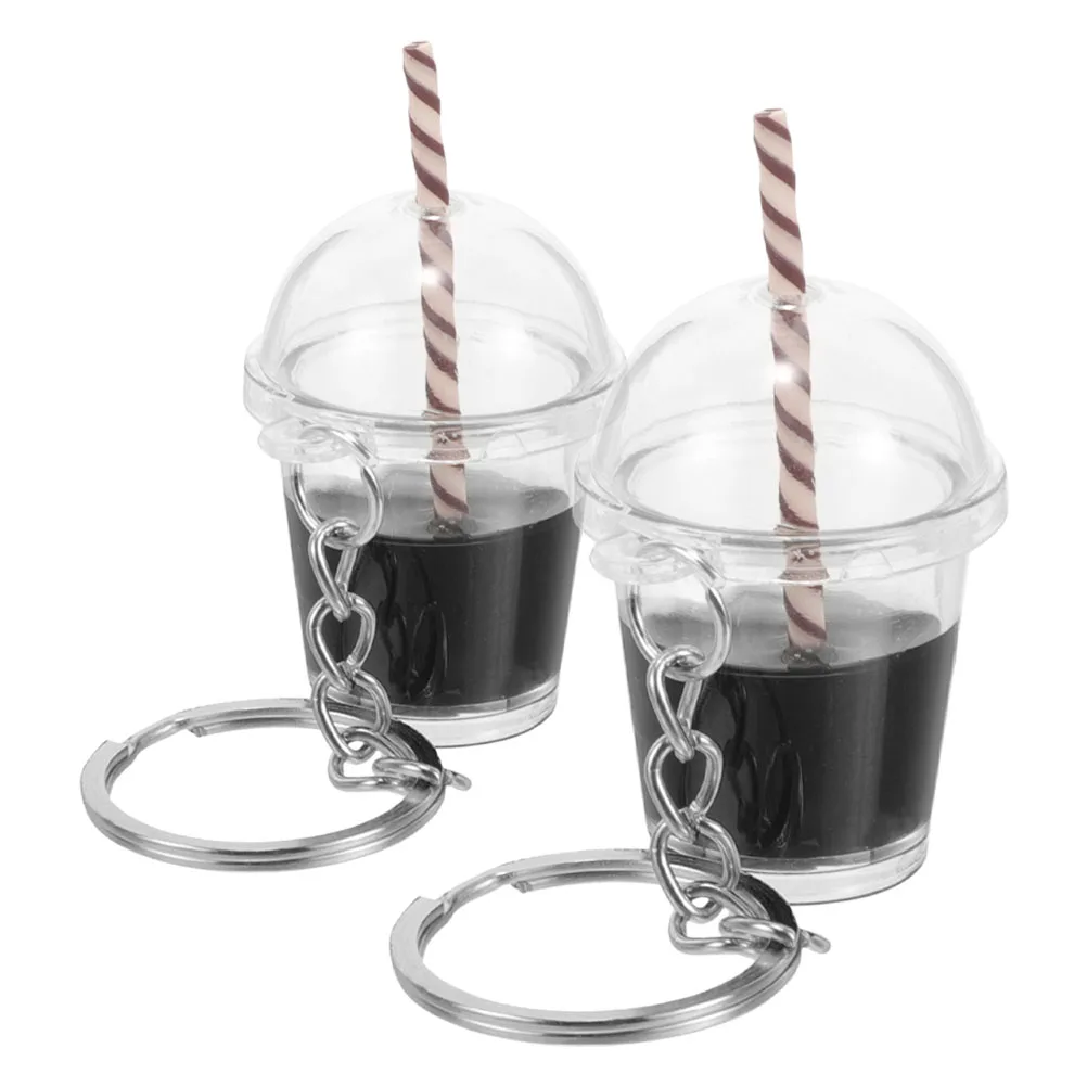 

2Pcs Milk Tea Cup Keychain Cute Coffee Purse Charm Iron Bubble Keychains Women Backpack Pendants Acrylic Lightweight Gifts