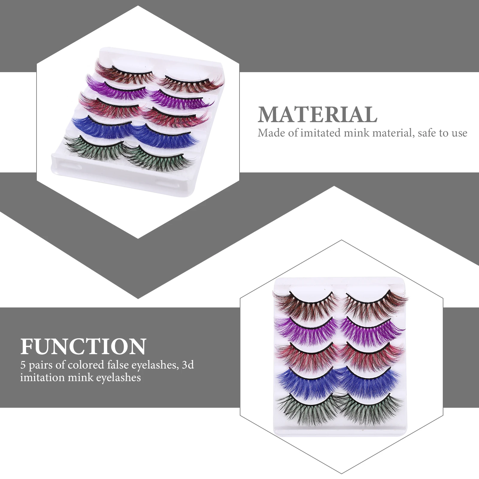 

5 Pairs False Eyelashes Faux Women Extensions Colored Decorative Fake Lashes Simulation Eyelash Stage Makeup Supply