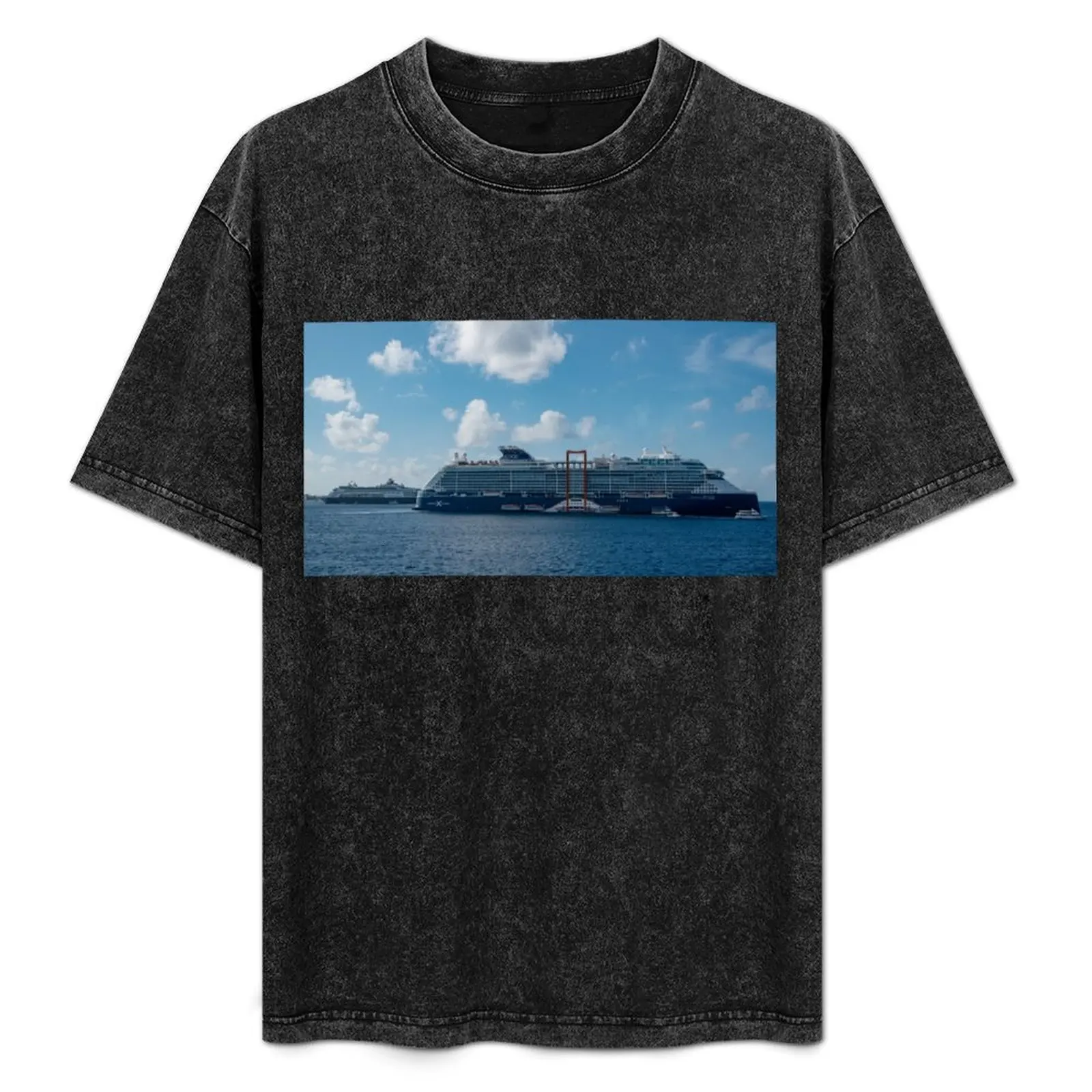 The Celebrity Edge and the Holland America Veendam off Grand Cayman T-Shirt boys animal print customs plain Men's cotton t-shirt