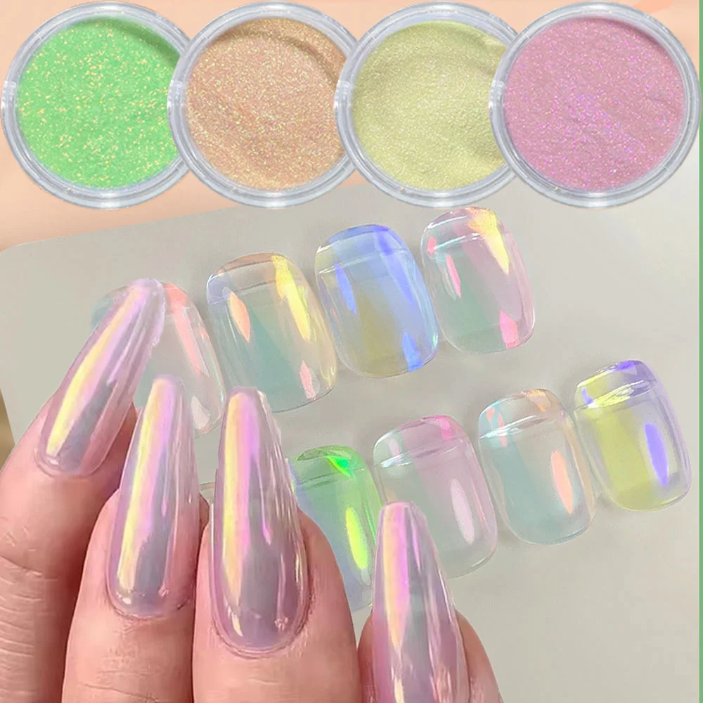 1Jar Aurora Chameleon ผงเล็บ Mermaid Unicorn Chrome High GLOSS Mirror Effect เล็บ Glitter ถูฝุ่น Glimmer ตกแต่งเล็บ