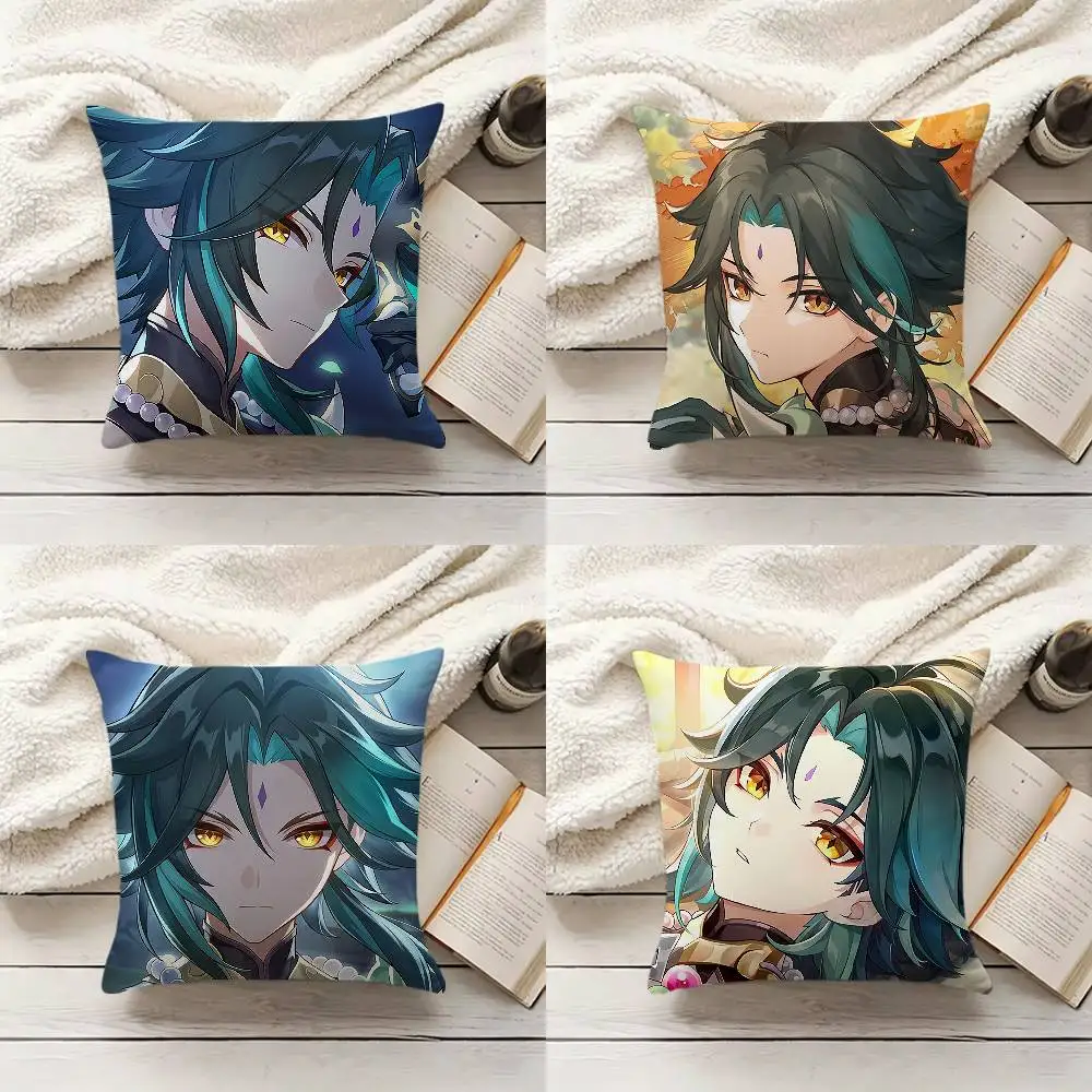

G-Genshin Impact X-Xiao Pillow Case Living Room Sofa Cushion Cover Suitable For Home Bedroom Room Decoration
