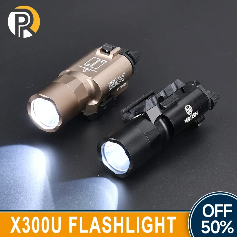 

WADSN Tactical X300 X300U Pistol Flashlight LED Light Fit 20mm Rail Airsoft Weapon Hunting Metal Torch Gun Rifle Scout Light