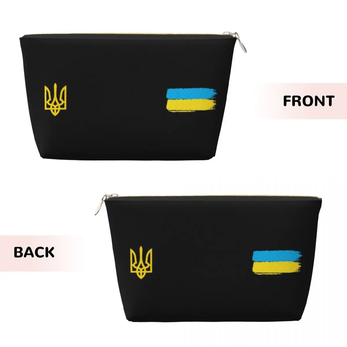 Custom Coat Of Arms Of Trident Travel Cosmetic Bag Ukrainian Flag Makeup Toiletry Organizer Lady Beauty Storage Dopp Kit