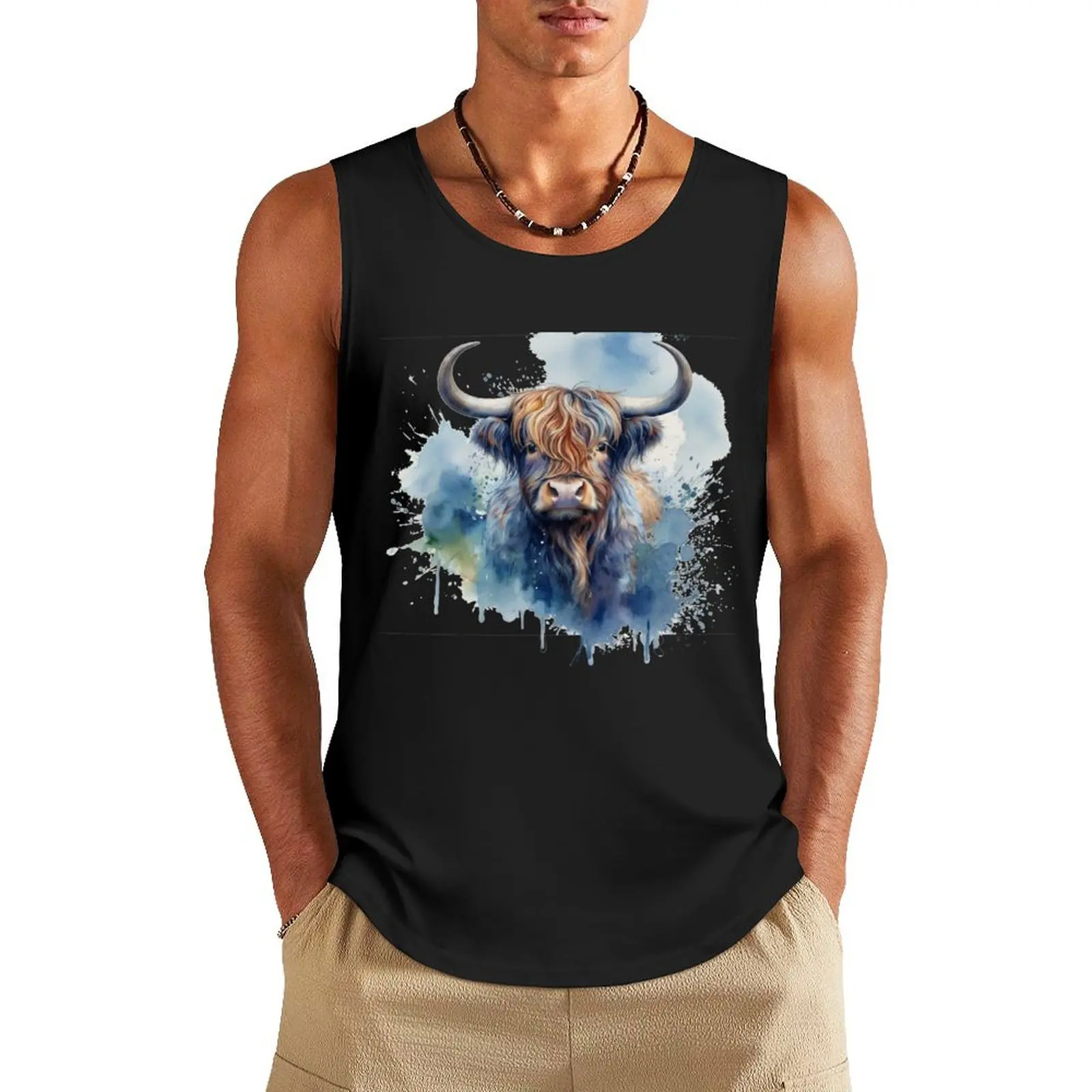 Highland Cow Tank Top T-shirts men Men's summer vest