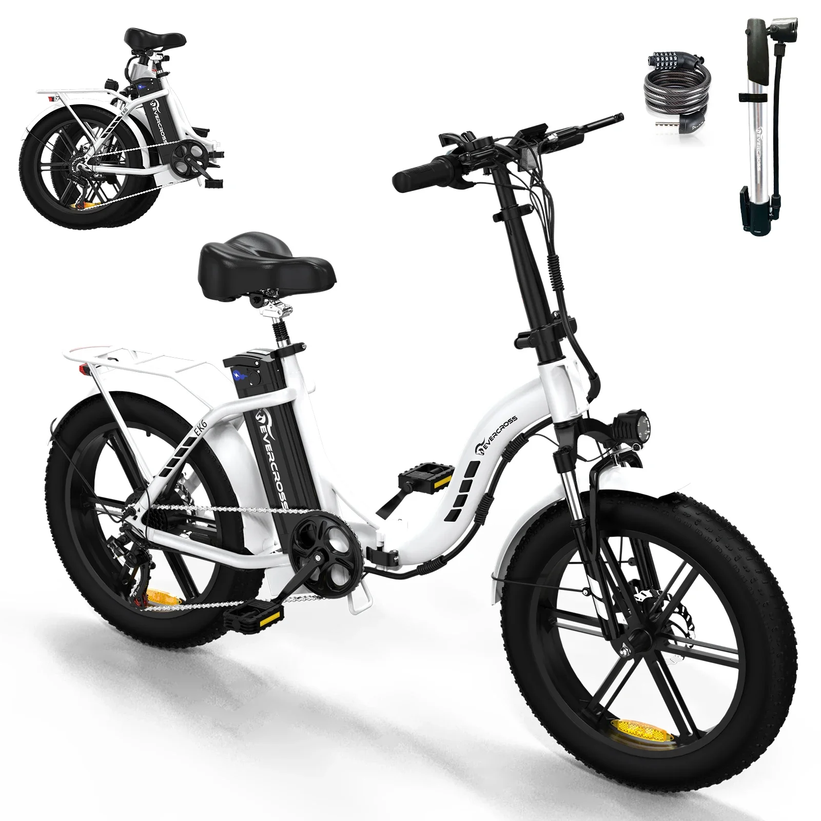 

For EVERCROSS EK6 Electric Bike 20" x 4.0 Fat Tire Foldable E Bike 48V15Ah, 750W Mountain Adult Electric Bicycle 7 Gears