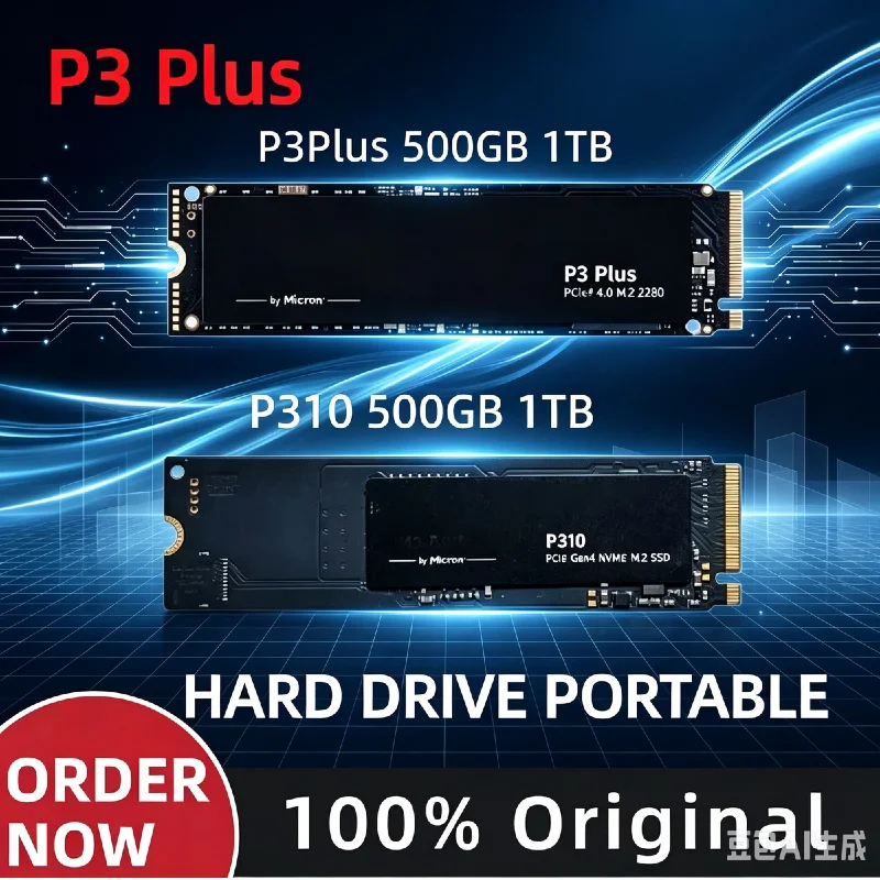 For Crucial 3D NAND M.2 2280 PCIe Gen4 NVMe SSD P3 Plus OEM Package 256GB 500GB 1TB 2TB Stable Internal Solid State Drive