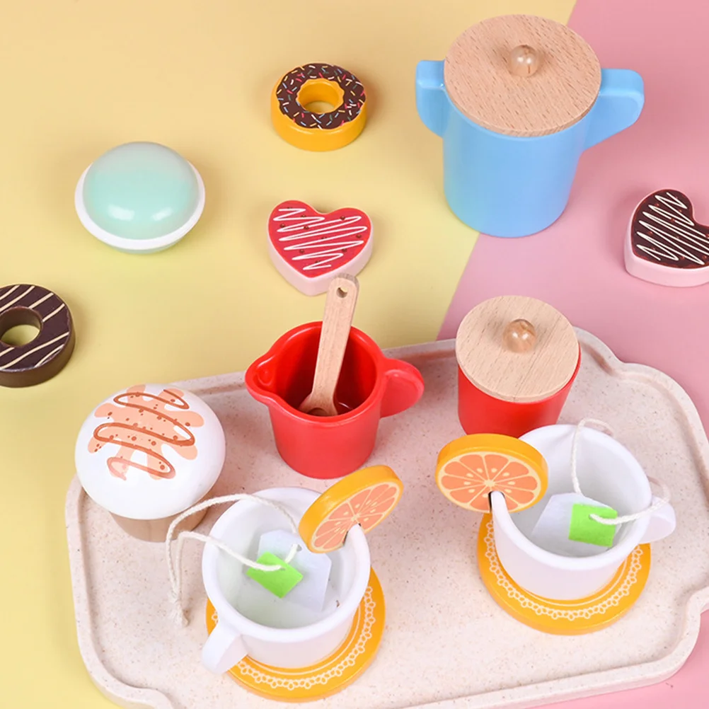 

1Set Realistic Wood Afternoon Tea Pretend Play Set for Toddlers Fun Role Playing Game Enhances Social Skills and Hand Eye