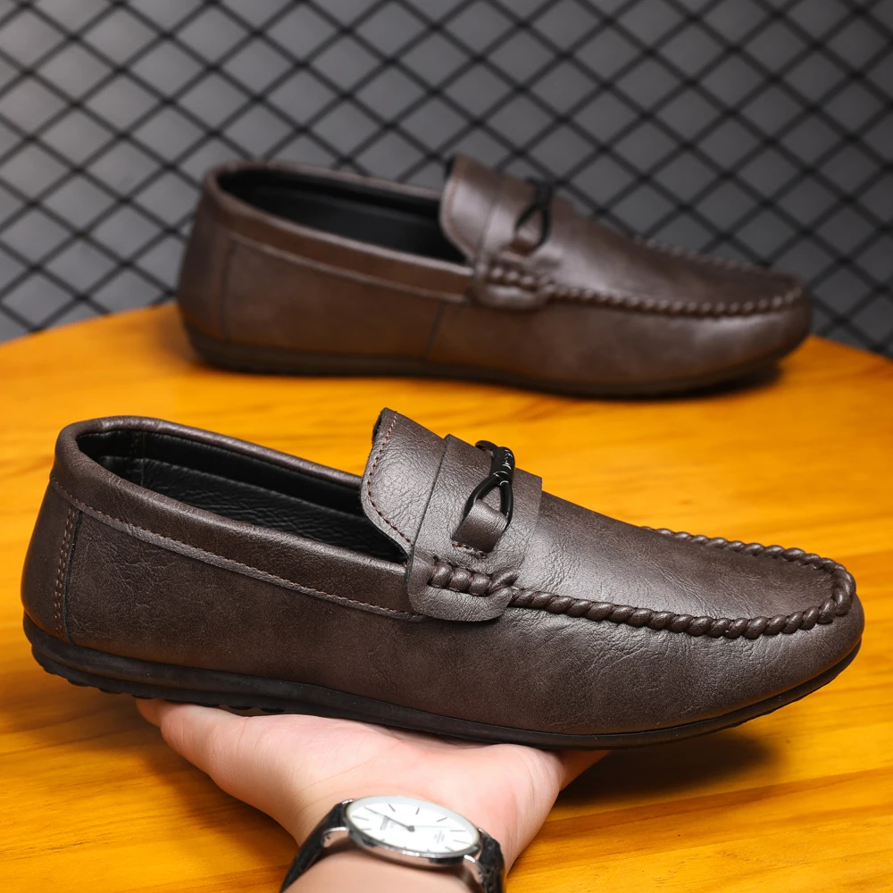 

Мужская дышащая повседневная обувь в стиле ретро, весна-лето, комплект черного/коричневого цвета для отдыха, удобная обувь Joker с одной педалью