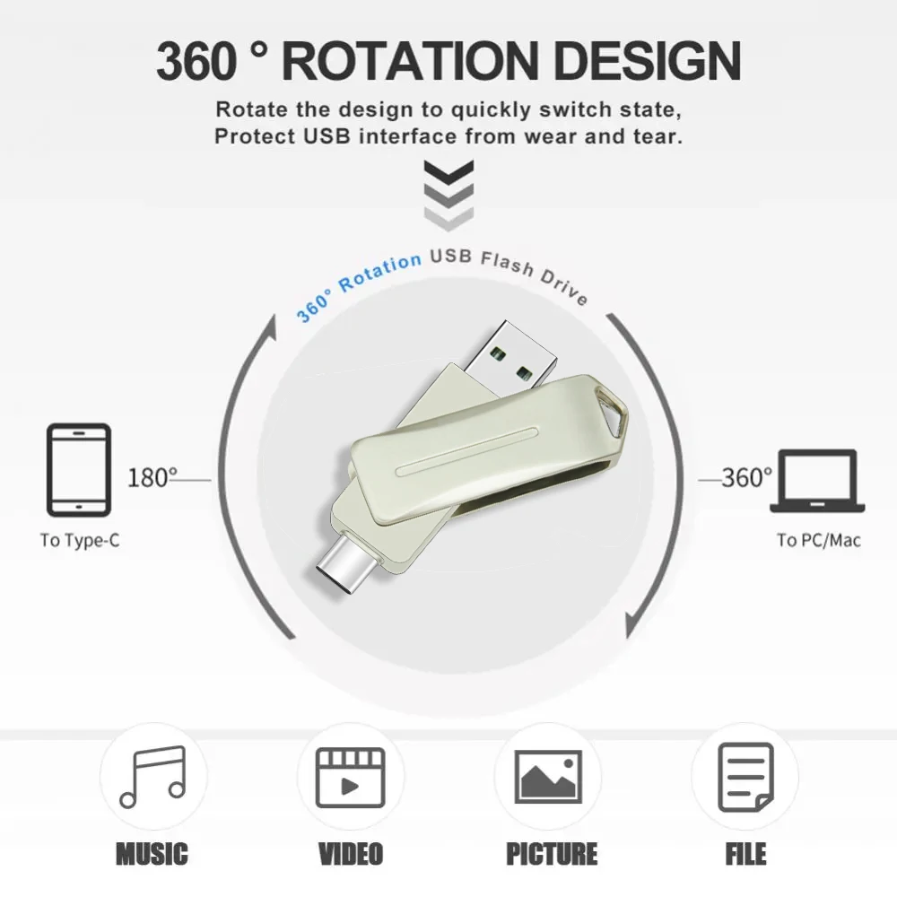 金属製USBフラッシュドライブ,2.0タイプC,スマートフォン用ペンスティック,MacBook,タブレット,32GB, 64GB, 128GB