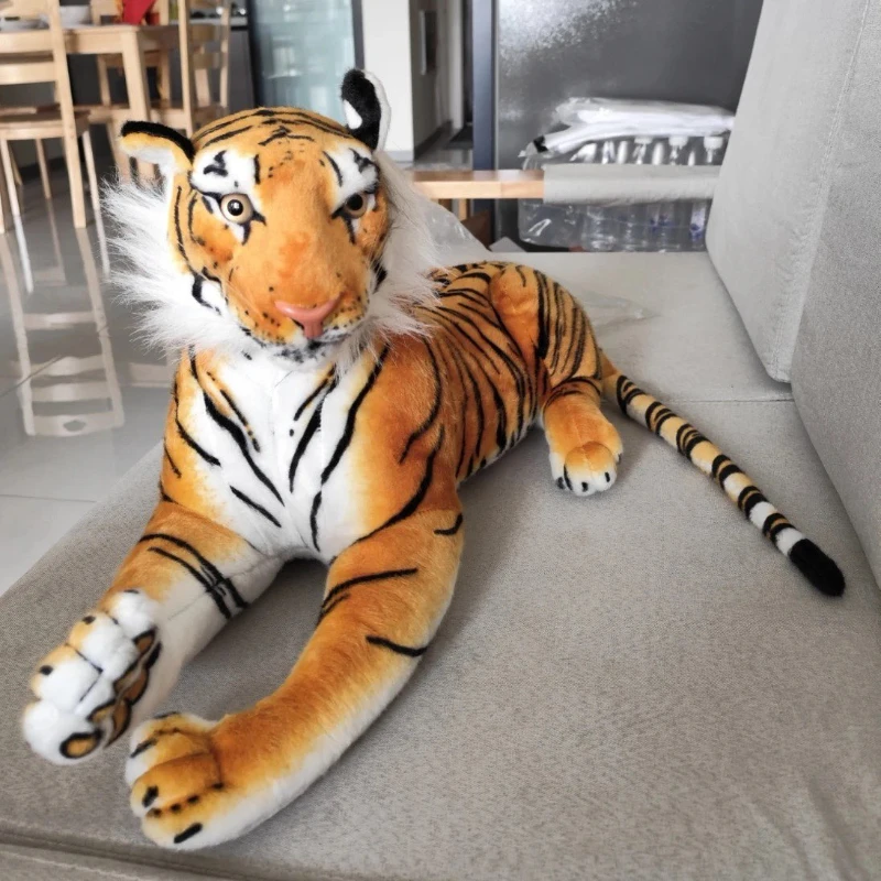 50-160cm Simulation Tiger Plush Toy Big Size Stuffed Animal RealLife Siberian Tiger Plushies Doll Soft Kids Toys Gifts Home Deco