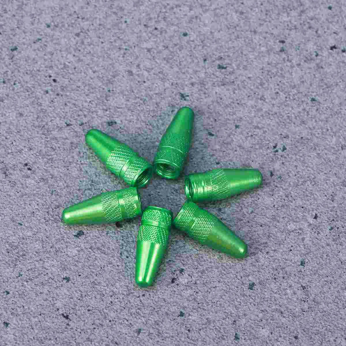 

6 Pcs Aluminum Alloy French Caps for Road Bike Mountain Bike Air Caps Dust Covers (Green) bicycle