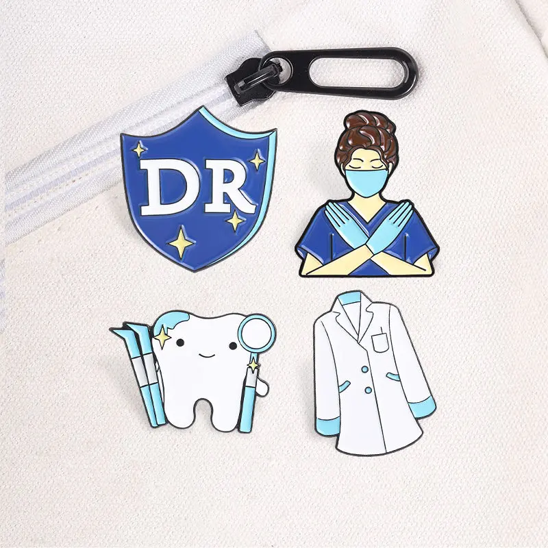 Dentist Brooches Cartoon Teeth White Medical Staff Metal Badges Small Gift Wholesale Backpack Pin Lapel Pins for Caps Brooch