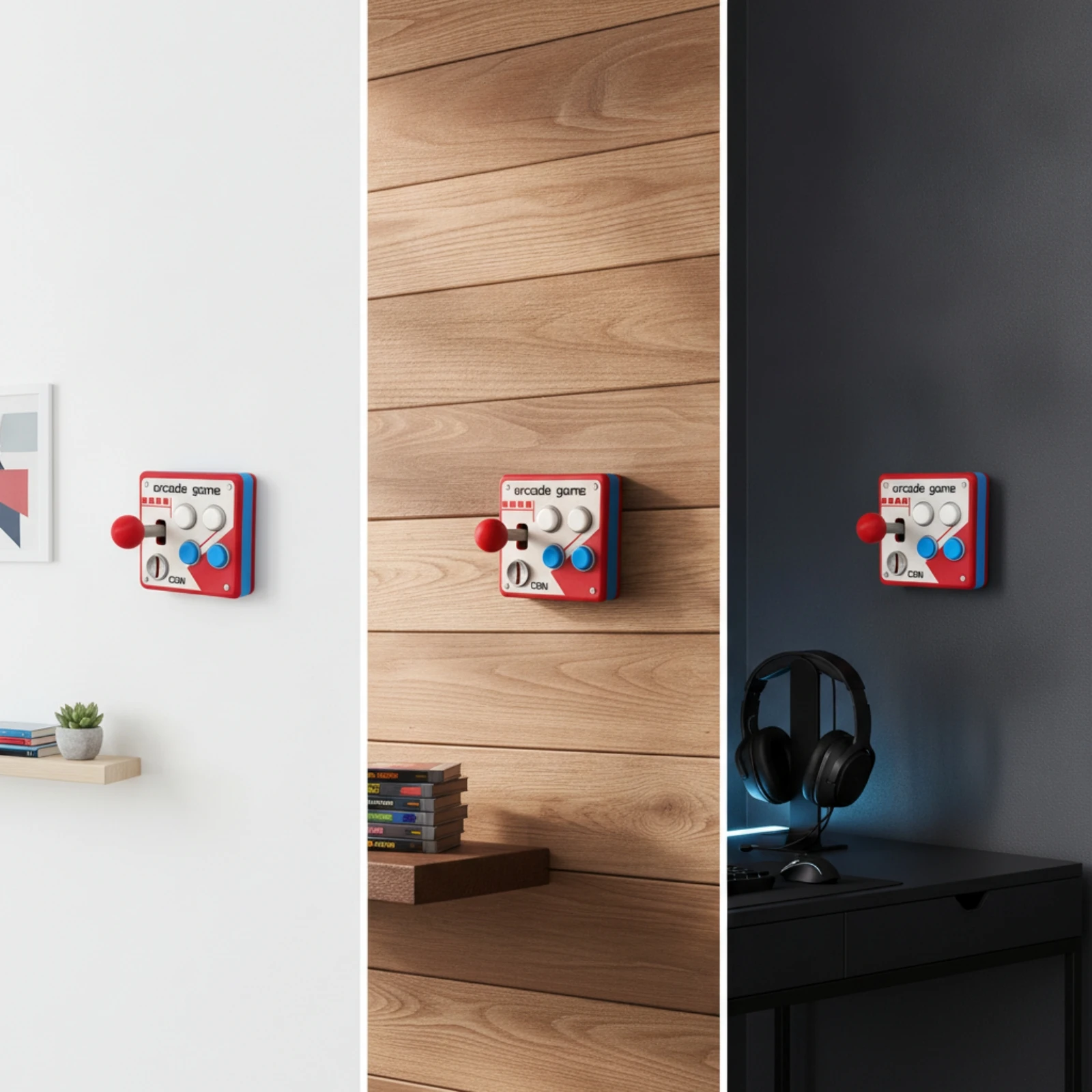Switch Cover with Joystick Tactile Push-Button Wall Plate Arcade Button Wall Plate Classic Faceplate Nostalgic for Gamers