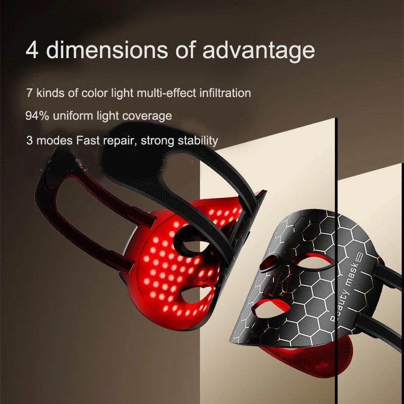 7 Colors Photon Silicone Face LED Mask 3D Facial Beauty Mask Red Light Therapy Skin Care Repair Skin Brightening