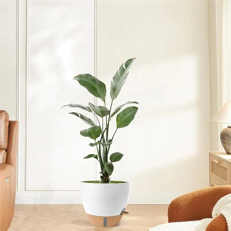 A76I-Large Plastic Plant Pots Self-Watering Flower Pots,12/10/9/8 Inch Indoor Outdoor With Drainage Holes, Deep Reservoir