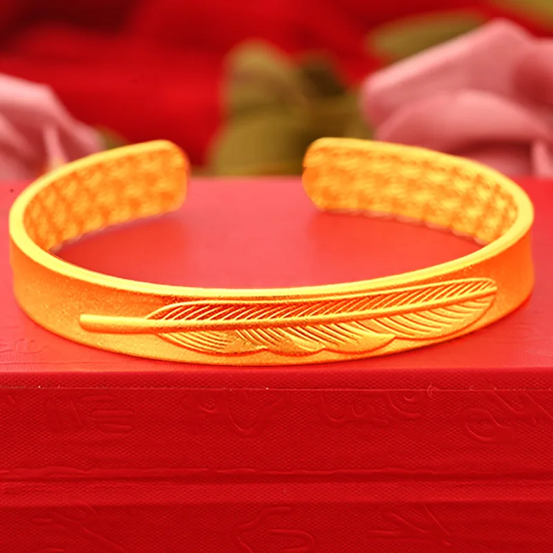 New Women's Feather Bracelet Simple Net Red Wind Imitation Sand Blasting Texture Ladies' Bracelet