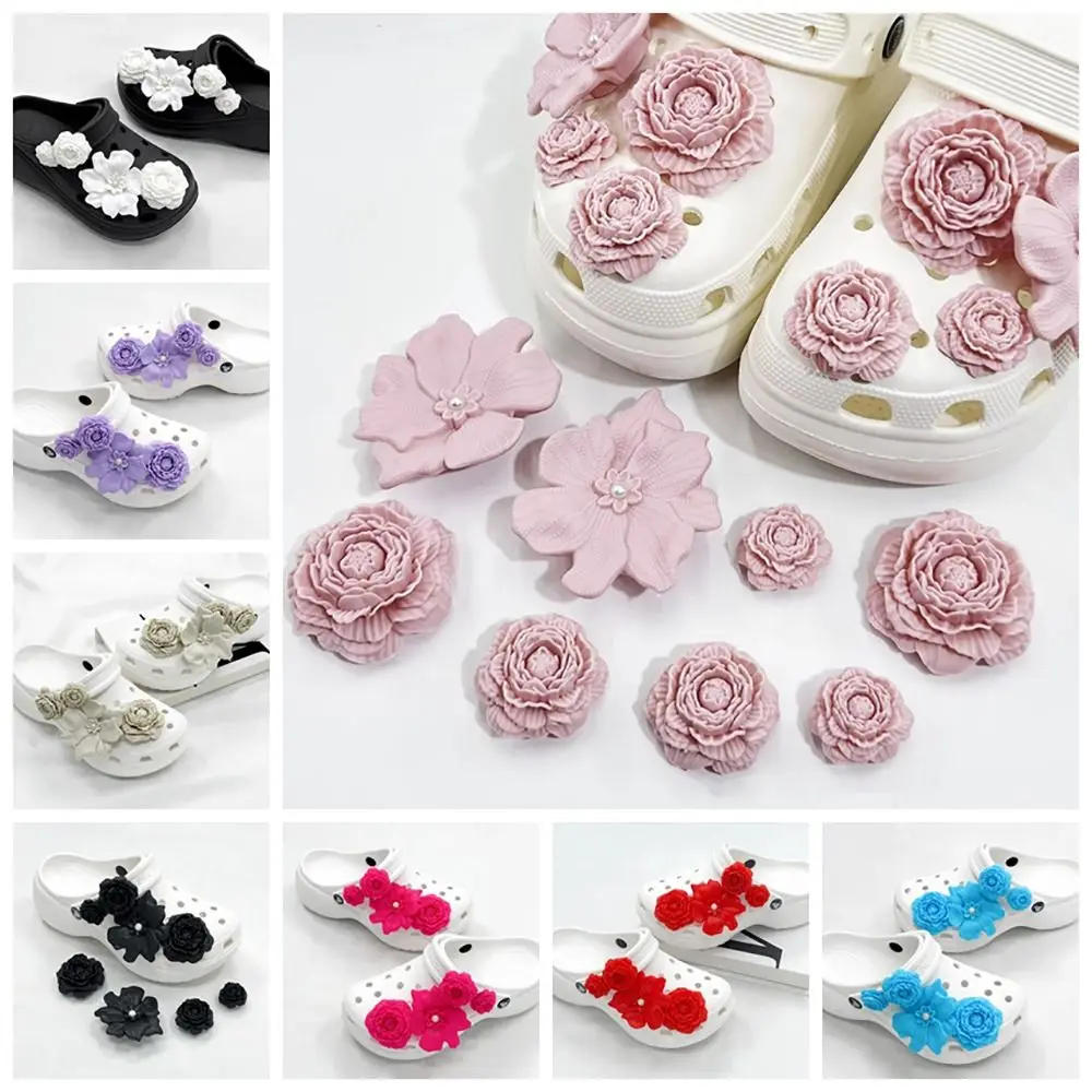 8Pcs 3D Flower Beach Shoe Charms Detachable Clip Buckle Shoe Decorations DIY Perforated Shoes Accessories Perforated Shoes