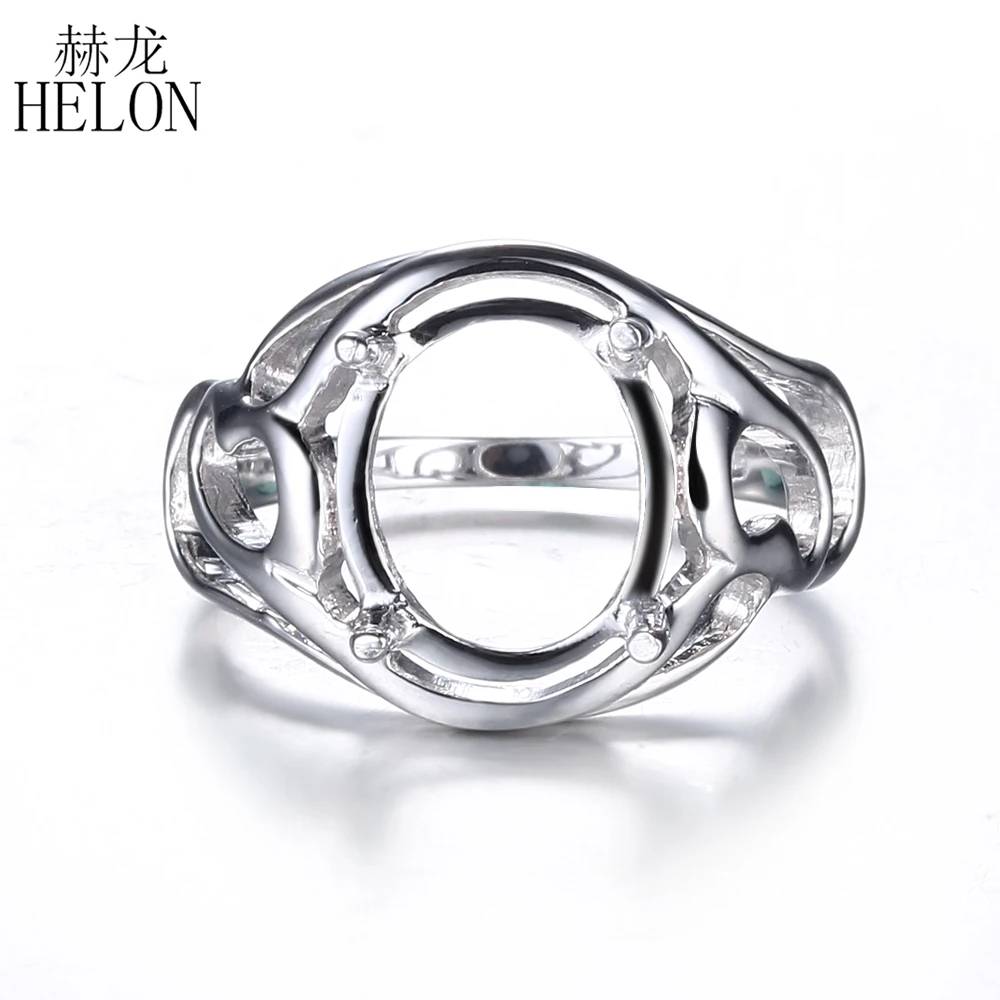 

HELON Sterling Silver 925 Prong Setting Oval Cut 11x9mm Women Fine Jewelry Semi Mount Engagement Wedding Ring