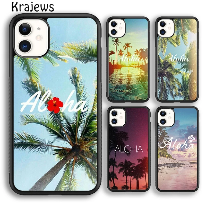 Krajews Aloha Hawaii Hawaiian Beach Palms Phone Case For iPhone 16 15 SE2020 14 6 7 8 plus 11 12 13 pro max coque Fundas