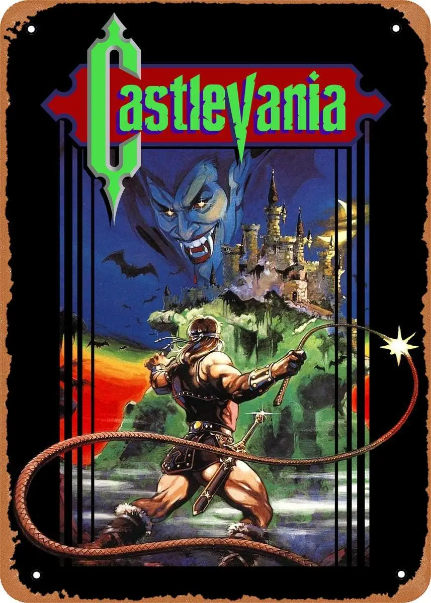 Vintage Metal Tin Sign Video Game Poster Art Castlevania-8 X 12 Inch Tin Sign Wall Art Decor Metal Sign