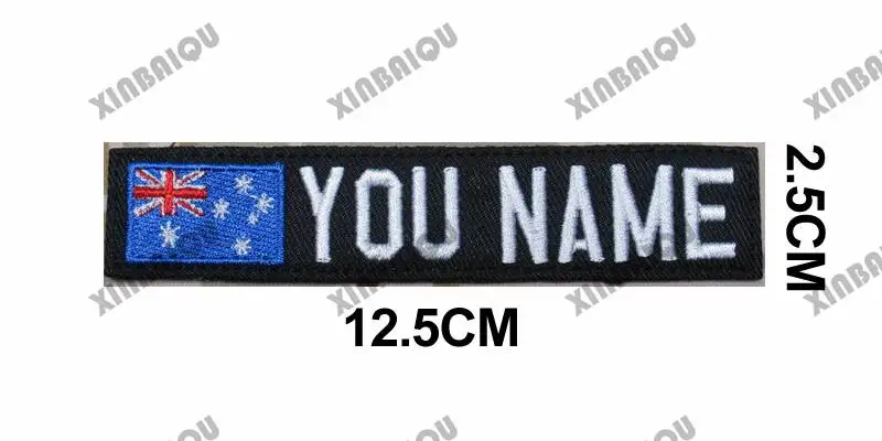 Embroidery Custom Patch Australia Flag Name Tape Hook and Loop Multicam Green ACU Black Tan