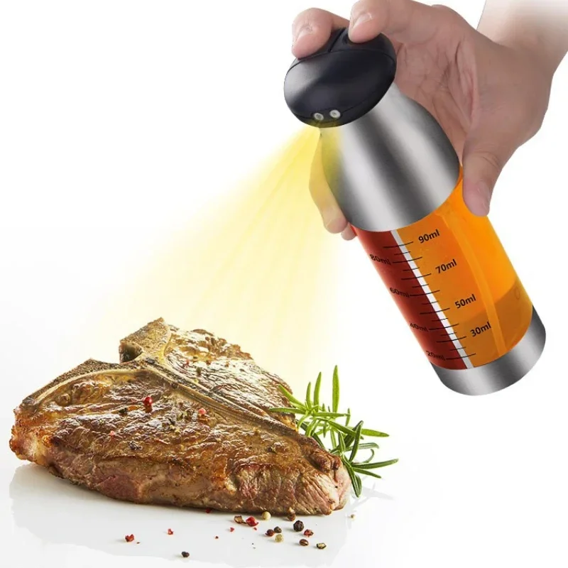 200ml Double-headed Oil Vinegar Bottles Stainlness Steel Salad BBQ Oil Dispenser Olive Oil Spray for Kitchen Cooking Baking Tool