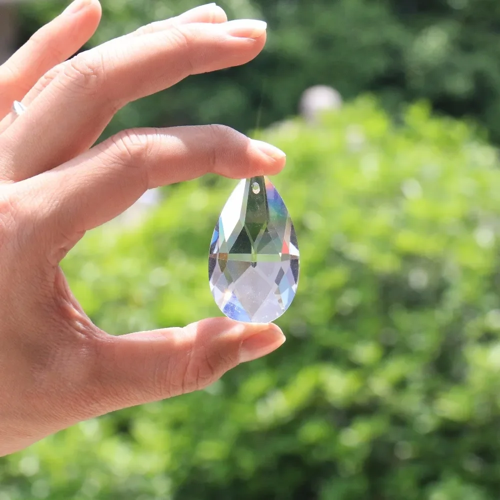 

10PCS Sun Catcher Clear Crystal Prism Faceted Teardrop Hanging Pendant Chandelier Crystals for Low Ceiling Spacer Scattered Bead