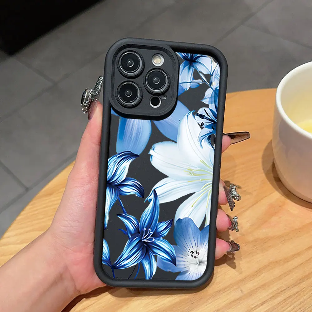 Silicone INS Phone Cases For Samsung Galaxy S26 S24 S25 Plus S23 S21 S22 Note 20 Ultra A36 A54 A55 A26 A56 A35 Blue Orchid Cover
