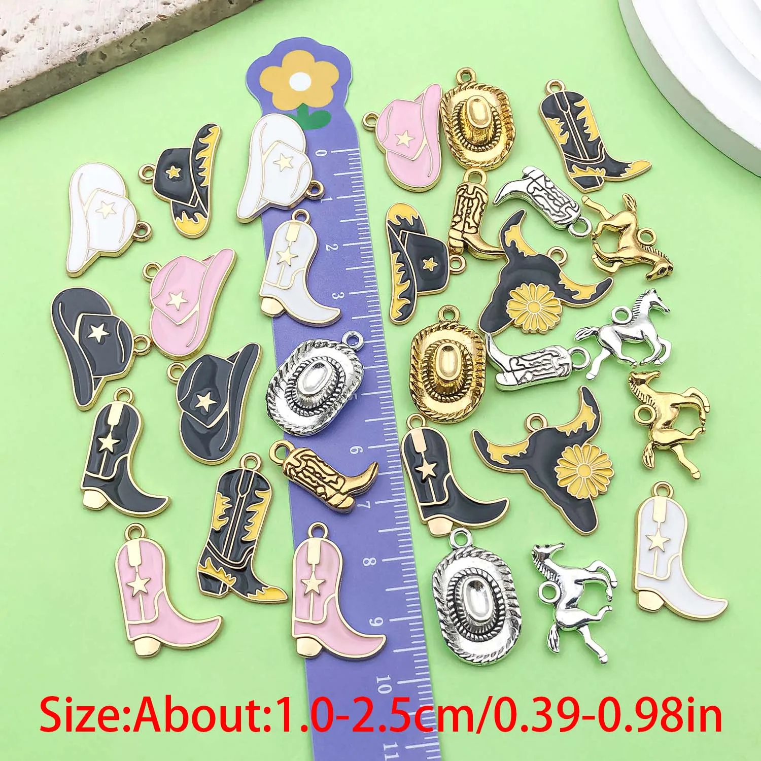30pcs Western Cowboy Charms Alloy Western Horse, Cowboy Hat, Cowboy Boots, Bull Head Pendants for DIY Jewelry Making Accessories