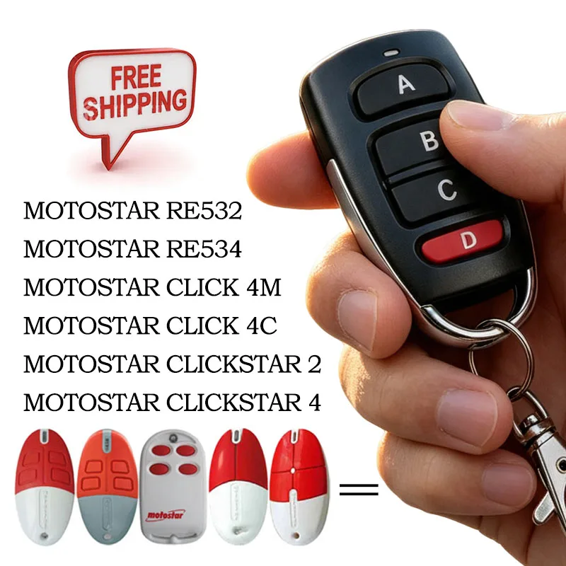 MOTOSTAR CLICK 4M CLICK 4C RE532 RE534 CLICKSTAR 2 CLICKSTAR 4 Gate Remote Control Garage Door Opener Copy 433.92MHz Fixed Code