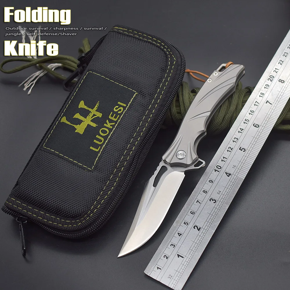 

M390 steel titanium alloy Handle Ball Bearing Folding Knife Knife Pocket Tactical Survival Camping Outdoor Selfdefense Jackknife