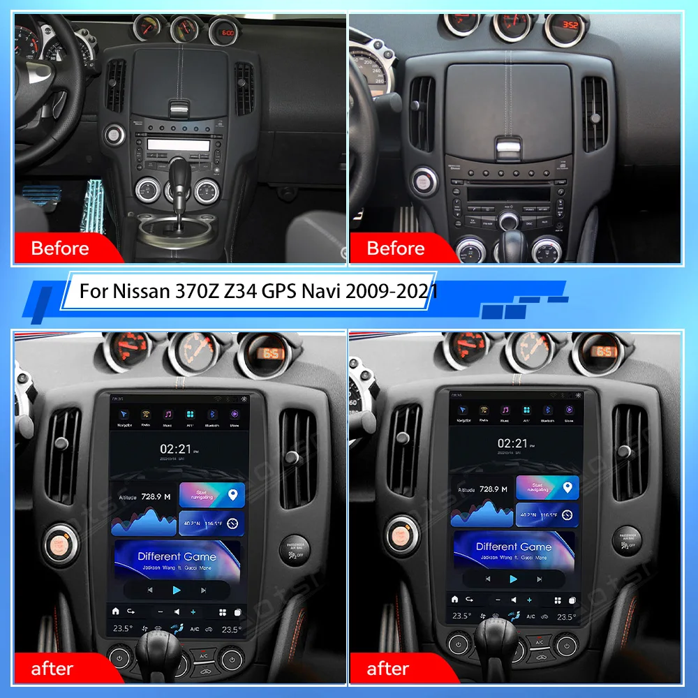 For Tesla Style Android head unit radio For Nissan 370Z Z34 GPS Navi 2009-2021 13.6 inch Tesla 370Z multimedia