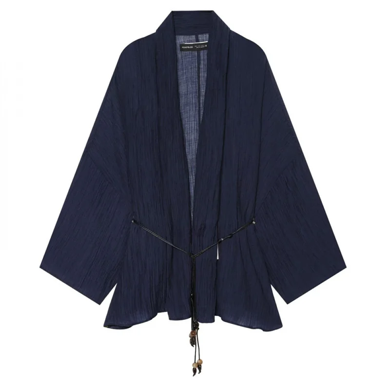 QICHE 2026 Summer New Women Semi‑Sheer Wrinkle Effect Loose Outerwear Casual Cover Up Jacket