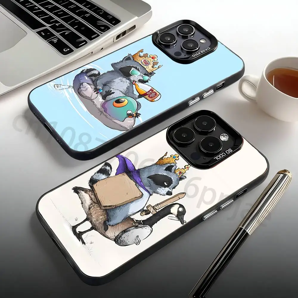 

Cute Funny Cartoon Raccoon Phone Case For iPhone 17,16,15,14,13,12,11,Pro,Max,Plus,Mini Candy Matte Shockproof Cover