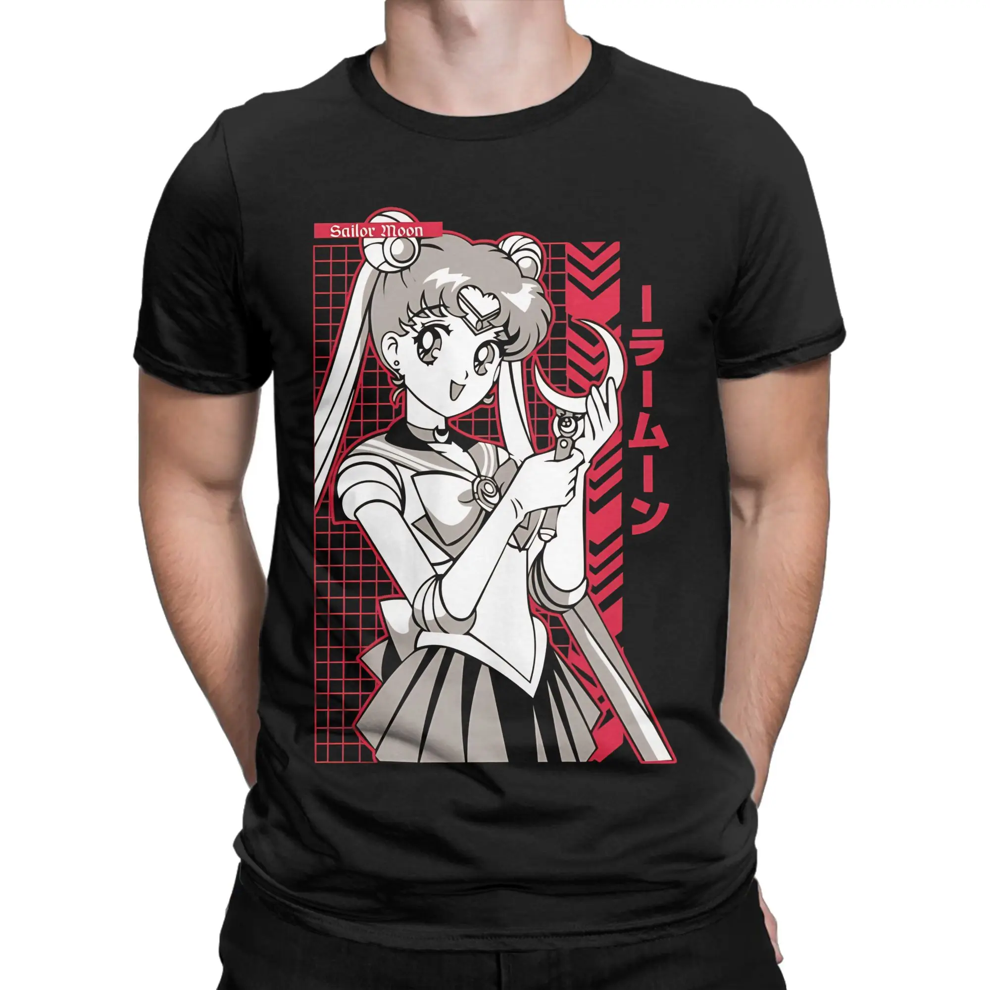 Usagi Tsukino red Novelty Graphic 100% Cotton T-Shirt Tsukino Usagi Tees Tops For Men