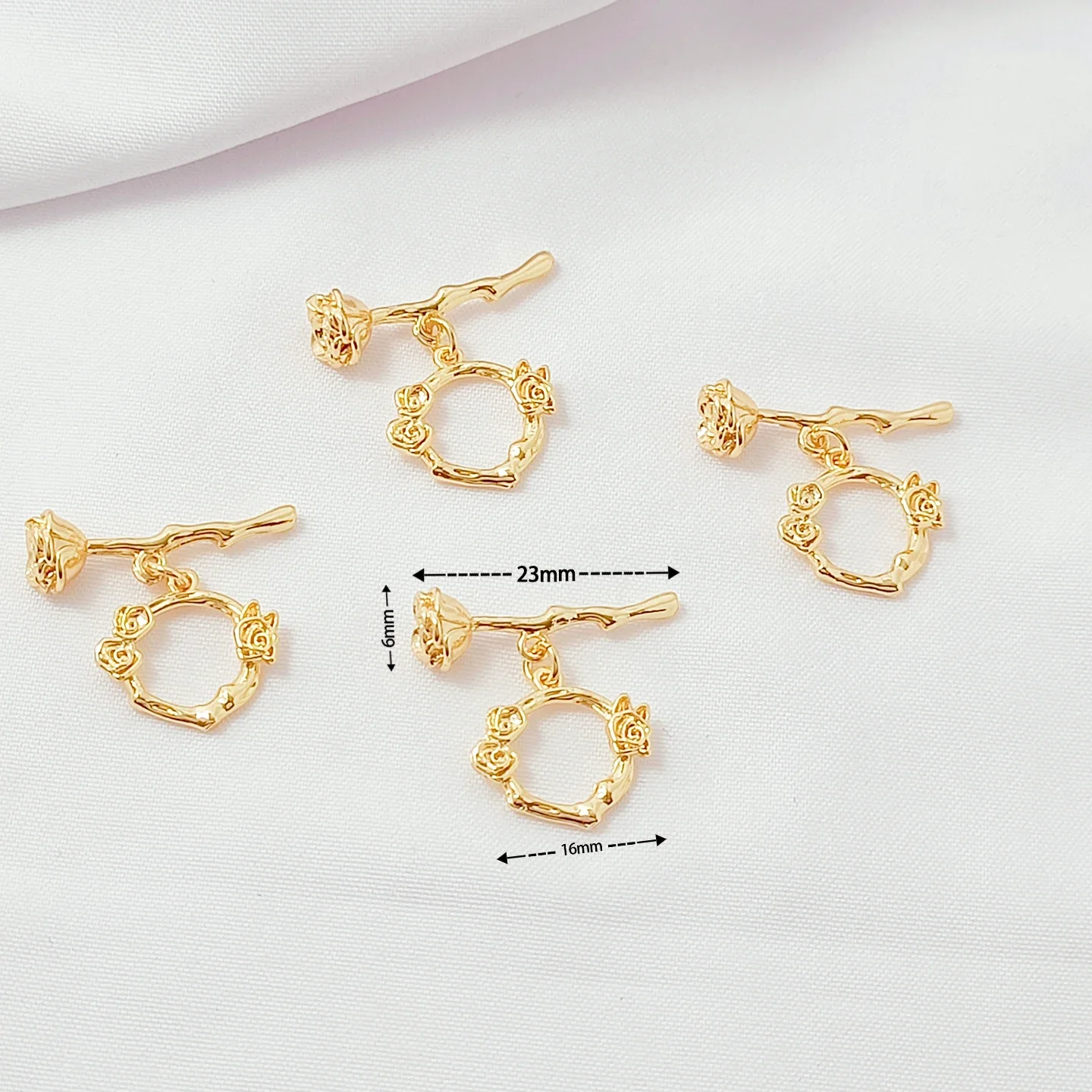 14K مطلية بالذهب روز OT مشبك زهرة إكليل فرع اتصال نهاية مشبك اليدوية سوار ذاتي الصنع الإكسسوار #4