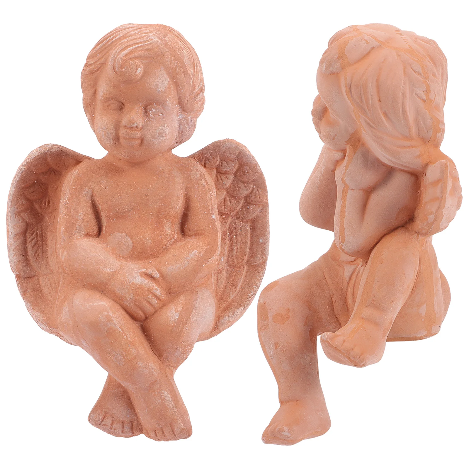 

2Pcs Pottery Angel Sculpture for Flowerpot Decor Home Office Desk Garden Patio Indoor Outdoor Decorative Angel Artware Adorable